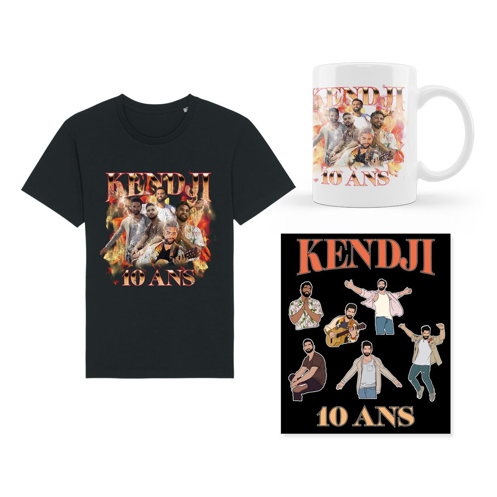 T-shirt adulte + Mug + Stickers Kendji 10 ans